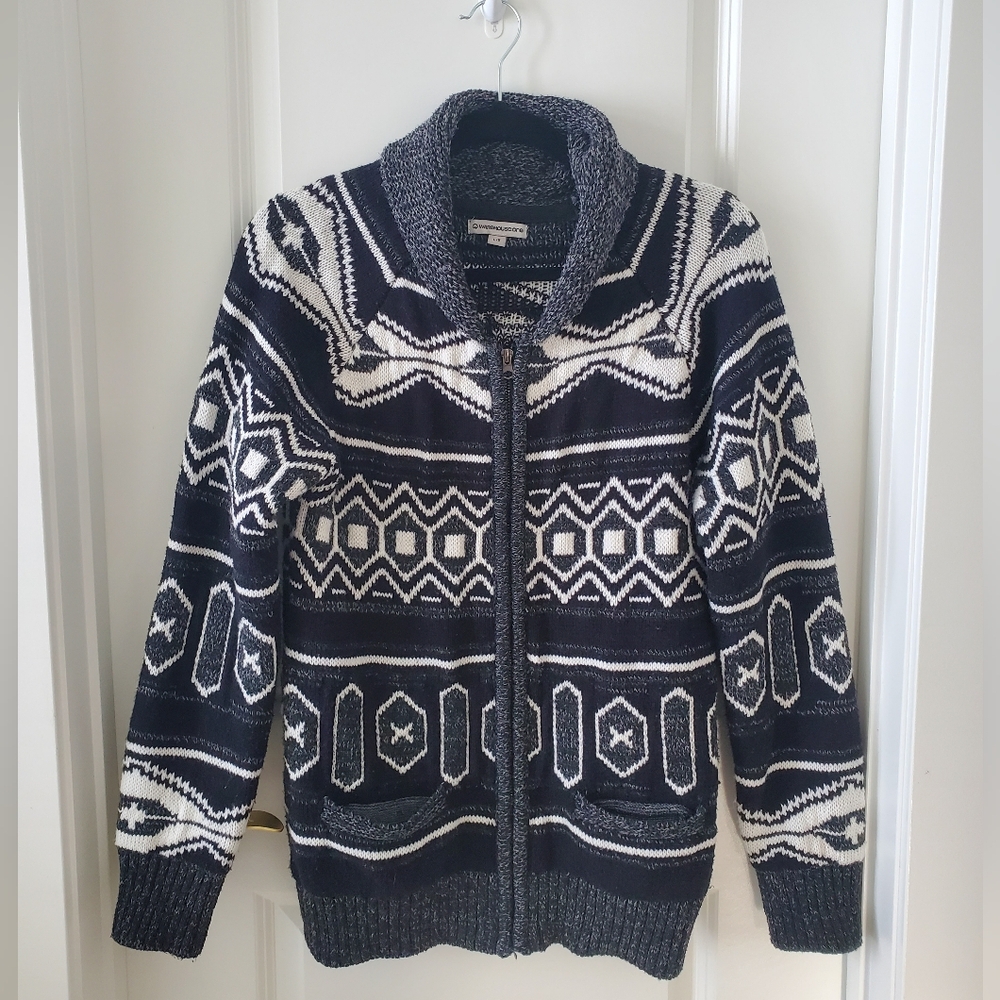 Warehouse Black and White Patterned Teddy Jacket